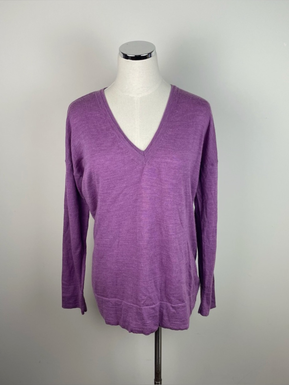 J. Jill Solid Purple Italian Merino Wool Long Sleeve Knit Sweater Women Medium